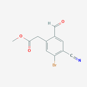 molecular formula C11H8BrNO3 B1414273 Methyl 5-bromo-4-cyano-2-formylphenylacetate CAS No. 1805190-17-3