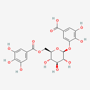 molecular formula C20H20O14 B14142804 3,4-dihydroxy-5-[(2S,3R,4S,5S,6R)-3,4,5-trihydroxy-6-[(3,4,5-trihydroxybenzoyl)oxymethyl]oxan-2-yl]oxybenzoic acid CAS No. 87087-61-4