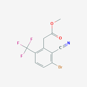 molecular formula C11H7BrF3NO2 B1414292 Methyl 3-bromo-2-cyano-6-(trifluoromethyl)phenylacetate CAS No. 1805500-61-1