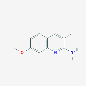 molecular formula C11H12N2O B14142939 7-Methoxy-3-methyl-2-quinolinamine CAS No. 203506-31-4