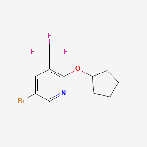 molecular formula C11H11BrF3NO B1414296 5-Bromo-2-(cyclopentyloxy)-3-(trifluoromethyl)pyridine CAS No. 2091999-87-8