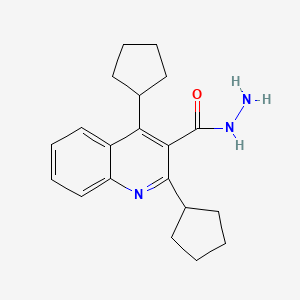 3-Quinolinecarboxylic acid, 2,4-dicyclopentyl-, hydrazide