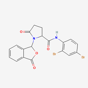 molecular formula C19H14Br2N2O4 B14143051 N-(2,4-Dibromophenyl)-1-(1,3-dihydro-3-oxo-1-isobenzofuranyl)-5-oxo-2-pyrrolidinecarboxamide CAS No. 1219095-96-1