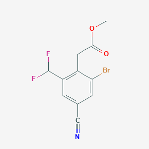molecular formula C11H8BrF2NO2 B1414312 Methyl 2-bromo-4-cyano-6-(difluoromethyl)phenylacetate CAS No. 1807073-93-3