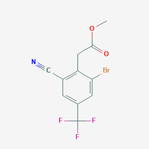 molecular formula C11H7BrF3NO2 B1414338 Methyl 2-bromo-6-cyano-4-(trifluoromethyl)phenylacetate CAS No. 1805102-14-0