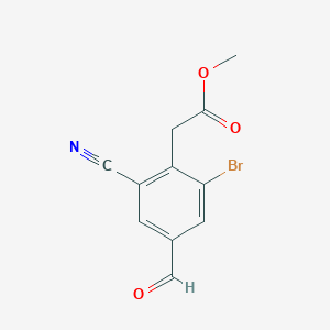 molecular formula C11H8BrNO3 B1414345 Methyl 2-bromo-6-cyano-4-formylphenylacetate CAS No. 1805416-08-3