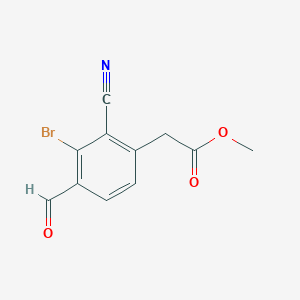 molecular formula C11H8BrNO3 B1414346 Methyl 3-bromo-2-cyano-4-formylphenylacetate CAS No. 1805189-76-7