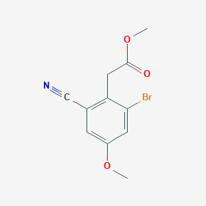 molecular formula C11H10BrNO3 B1414351 Methyl 2-bromo-6-cyano-4-methoxyphenylacetate CAS No. 1805492-33-4