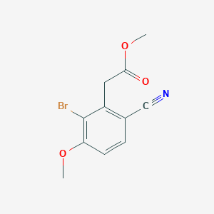 molecular formula C11H10BrNO3 B1414352 Methyl 2-bromo-6-cyano-3-methoxyphenylacetate CAS No. 1806853-16-6