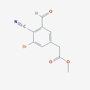 molecular formula C11H8BrNO3 B1414359 Methyl 3-bromo-4-cyano-5-formylphenylacetate CAS No. 1806063-12-6