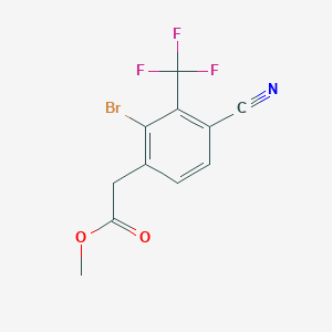 molecular formula C11H7BrF3NO2 B1414370 Methyl 2-bromo-4-cyano-3-(trifluoromethyl)phenylacetate CAS No. 1807206-19-4