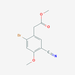 molecular formula C11H10BrNO3 B1414371 Methyl 2-bromo-5-cyano-4-methoxyphenylacetate CAS No. 1804402-47-8