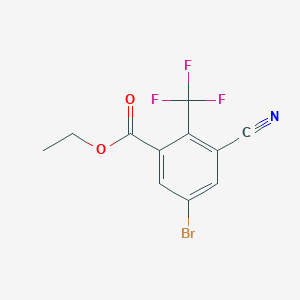 molecular formula C11H7BrF3NO2 B1414378 Ethyl 5-bromo-3-cyano-2-(trifluoromethyl)benzoate CAS No. 1805500-45-1