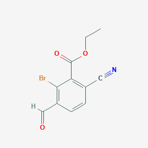 molecular formula C11H8BrNO3 B1414379 Ethyl 2-bromo-6-cyano-3-formylbenzoate CAS No. 1805591-81-4