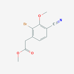 molecular formula C11H10BrNO3 B1414382 Methyl 2-bromo-4-cyano-3-methoxyphenylacetate CAS No. 1807028-03-0