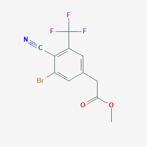 molecular formula C11H7BrF3NO2 B1414402 Methyl 3-bromo-4-cyano-5-(trifluoromethyl)phenylacetate CAS No. 1807206-29-6