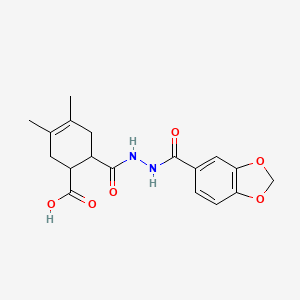 6-{[2-(1,3-Benzodioxol-5-ylcarbonyl)hydrazinyl]carbonyl}-3,4-dimethylcyclohex-3-ene-1-carboxylic acid