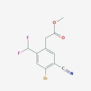 molecular formula C11H8BrF2NO2 B1414423 Methyl 4-bromo-5-cyano-2-(difluoromethyl)phenylacetate CAS No. 1804386-53-5