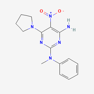 molecular formula C15H18N6O2 B14144251 2-N-methyl-5-nitro-2-N-phenyl-6-pyrrolidin-1-ylpyrimidine-2,4-diamine CAS No. 673494-38-7