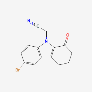 molecular formula C14H11BrN2O B14144312 (6-Bromo-1-oxo-1,2,3,4-tetrahydro-9H-carbazol-9-yl)acetonitrile CAS No. 88732-43-8