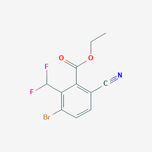 molecular formula C11H8BrF2NO2 B1414447 Ethyl 3-bromo-6-cyano-2-(difluoromethyl)benzoate CAS No. 1805593-89-8