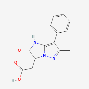 molecular formula C14H13N3O3 B1414458 （6-甲基-2-氧代-7-苯基-2,3-二氢-1H-咪唑并[1,2-b]吡唑-3-基）乙酸 CAS No. 1177312-22-9