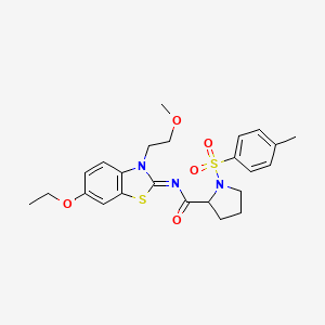 molecular formula C24H29N3O5S2 B14144613 (E)-N-(6-ethoxy-3-(2-methoxyethyl)benzo[d]thiazol-2(3H)-ylidene)-1-tosylpyrrolidine-2-carboxamide CAS No. 1048649-79-1