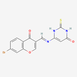 molecular formula C14H8BrN3O3S B14144648 6-{[(E)-(7-bromo-4-oxo-4H-chromen-3-yl)methylidene]amino}-2-thioxo-2,3-dihydropyrimidin-4(1H)-one 