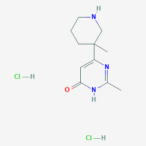 molecular formula C11H19Cl2N3O B1414472 2-甲基-6-(3-甲基哌啶-3-基)嘧啶-4-醇二盐酸盐 CAS No. 1361112-82-4