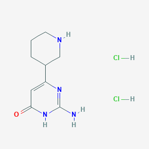molecular formula C9H16Cl2N4O B1414473 2-Amino-6-(piperidin-3-yl)pyrimidin-4-ol dihydrochloride CAS No. 1229627-16-0