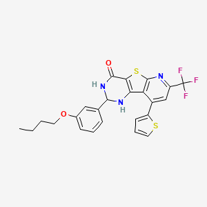 molecular formula C24H20F3N3O2S2 B14144743 4-(3-butoxyphenyl)-13-thiophen-2-yl-11-(trifluoromethyl)-8-thia-3,5,10-triazatricyclo[7.4.0.02,7]trideca-1(9),2(7),10,12-tetraen-6-one CAS No. 587851-57-8