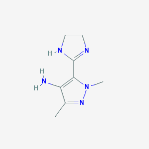 molecular formula C8H13N5 B14144819 5-(4,5-Dihydro-1H-imidazol-2-yl)-1,3-dimethyl-1H-pyrazol-4-amine CAS No. 89239-15-6