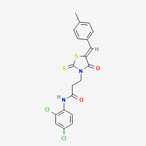 molecular formula C20H16Cl2N2O2S2 B14144821 N-(2,4-dichlorophenyl)-3-[(5Z)-5-(4-methylbenzylidene)-4-oxo-2-thioxo-1,3-thiazolidin-3-yl]propanamide 