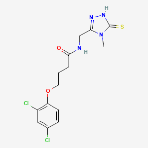 molecular formula C14H16Cl2N4O2S B14144912 4-(2,4-dichlorophenoxy)-N-[(4-methyl-5-sulfanyl-4H-1,2,4-triazol-3-yl)methyl]butanamide CAS No. 792944-31-1