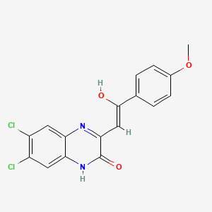 molecular formula C17H12Cl2N2O3 B1414498 6,7-Dichloro-3-[2-(4-methoxy-phenyl)-2-oxo-ethylidene]-3,4-dihydro-1H-quinoxalin-2-one CAS No. 1380572-32-6