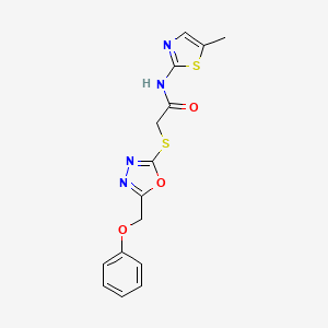 molecular formula C15H14N4O3S2 B14144995 N-(5-methyl-1,3-thiazol-2-yl)-2-[[5-(phenoxymethyl)-1,3,4-oxadiazol-2-yl]sulfanyl]acetamide CAS No. 443663-69-2