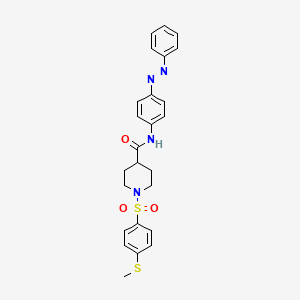 molecular formula C25H26N4O3S2 B14145012 (E)-1-((4-(methylthio)phenyl)sulfonyl)-N-(4-(phenyldiazenyl)phenyl)piperidine-4-carboxamide CAS No. 954663-37-7