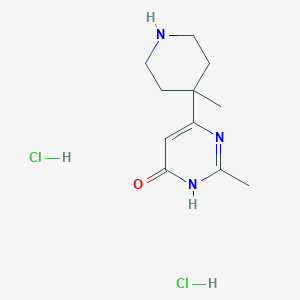 molecular formula C11H19Cl2N3O B1414504 2-Methyl-6-(4-methylpiperidin-4-yl)pyrimidin-4-ol dihydrochloride CAS No. 1361112-07-3