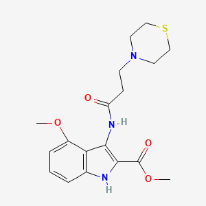 molecular formula C18H23N3O4S B14145112 Methyl 4-methoxy-3-(3-thiomorpholin-4-ylpropanoylamino)-1H-indole-2-carboxylate CAS No. 845649-97-0