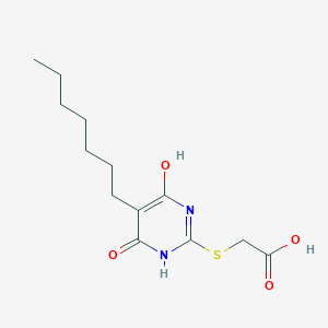 molecular formula C13H20N2O4S B14145122 2-[(5-heptyl-4-hydroxy-6-oxo-1H-pyrimidin-2-yl)sulfanyl]acetic Acid CAS No. 355401-40-0