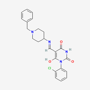 molecular formula C23H23ClN4O3 B14145192 (5Z)-5-{[(1-benzylpiperidin-4-yl)amino]methylidene}-3-(2-chlorophenyl)-6-hydroxypyrimidine-2,4(3H,5H)-dione CAS No. 5662-12-4