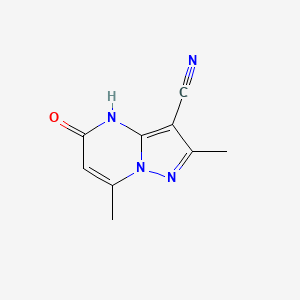 molecular formula C9H8N4O B1414524 2,7-二甲基-5-氧代-4,5-二氢吡唑并[1,5-a]嘧啶-3-腈 CAS No. 1170032-87-7