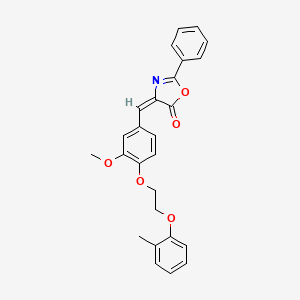 molecular formula C26H23NO5 B14145284 (4E)-4-{3-methoxy-4-[2-(2-methylphenoxy)ethoxy]benzylidene}-2-phenyl-1,3-oxazol-5(4H)-one 