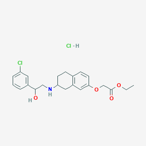 molecular formula C22H27Cl2NO4 B14145312 ethyl 2-[[7-[[2-(3-chlorophenyl)-2-hydroxyethyl]amino]-5,6,7,8-tetrahydronaphthalen-2-yl]oxy]acetate;hydrochloride CAS No. 929601-09-2