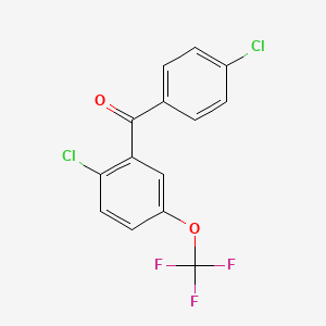 molecular formula C14H7Cl2F3O2 B14145376 Methanone, (4-chlorophenyl)[2-chloro-5-(trifluoromethoxy)phenyl]- CAS No. 89076-26-6