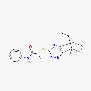 molecular formula C20H24N4OS B14145442 N-phenyl-2-[(8,9,9-trimethyl-5,6,7,8-tetrahydro-5,8-methano-1,2,4-benzotriazin-3-yl)sulfanyl]propanamide CAS No. 4864-16-8