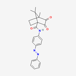 molecular formula C23H23N3O3 B14145453 4,7,7-trimethyl-2,3-dioxo-N-{4-[(E)-phenyldiazenyl]phenyl}bicyclo[2.2.1]heptane-1-carboxamide CAS No. 536718-21-5