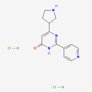 molecular formula C13H16Cl2N4O B1414555 2-(Pyridin-4-yl)-6-(pyrrolidin-3-yl)pyrimidin-4-ol dihydrochloride CAS No. 1361116-69-9