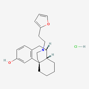 molecular formula C22H28ClNO2 B14145658 Morphinan-3-ol, 17-(2-(2-furyl)ethyl)-, hydrochloride, (-)- CAS No. 27767-85-7