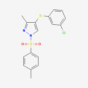 molecular formula C17H15ClN2O2S2 B1414580 4-[(3-氯苯基)硫]-3-甲基-1-[(4-甲基苯基)磺酰基]-1H-吡唑 CAS No. 2197053-25-9